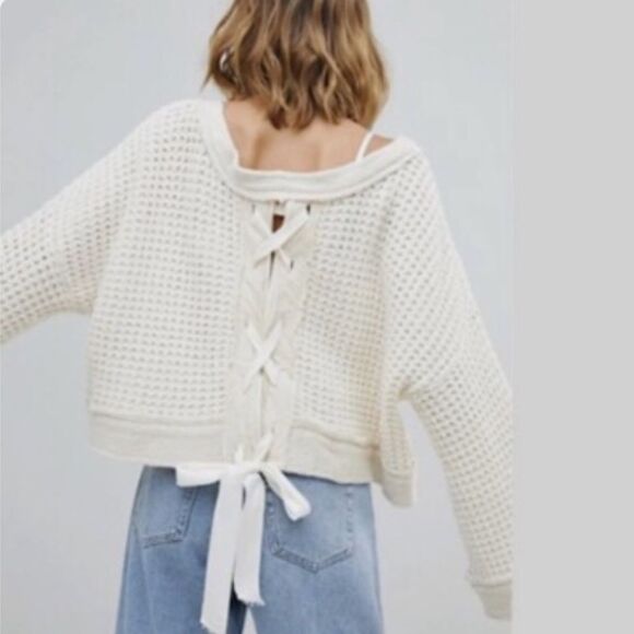 Free People Maybe Baby Chunky Waffle Knit‎ Sweater - Size XXS - Picture 3 of 6